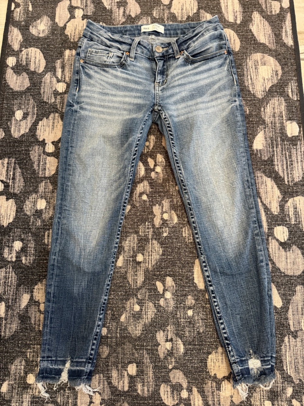 Buckle Light Blue Skinny Jeans with Faded Finish